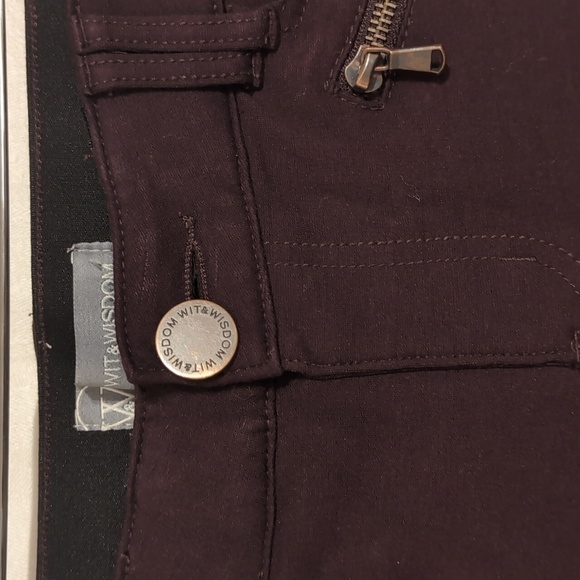 Wit & Wisdom Burgundy Stretch Skinny Jean Zipper Pockets Low Rise Size 4 - Picture 2 of 6